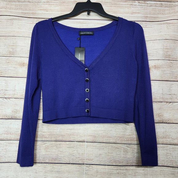 New With Tags LORANZO ROMANZA Blouse Cropped Long Sleeve Sweater Top Size S/P - Picture 1 of 15